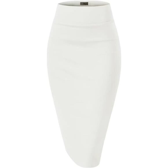 Women's Premium Nylon Ponte Stretch High Waist Pencil Suit 1073t Ivory - Picture 1 of 6